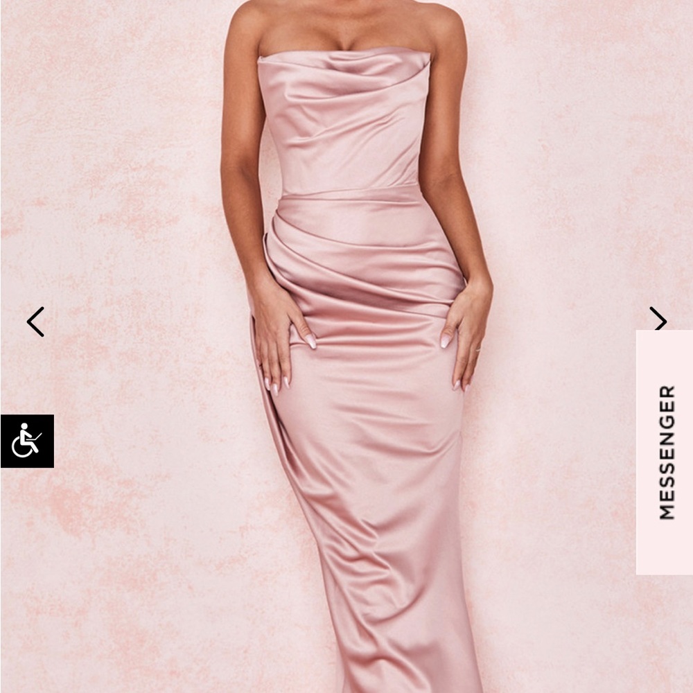 House of CB Adrienne BLUSH SATIN STRAPLESS GOWN